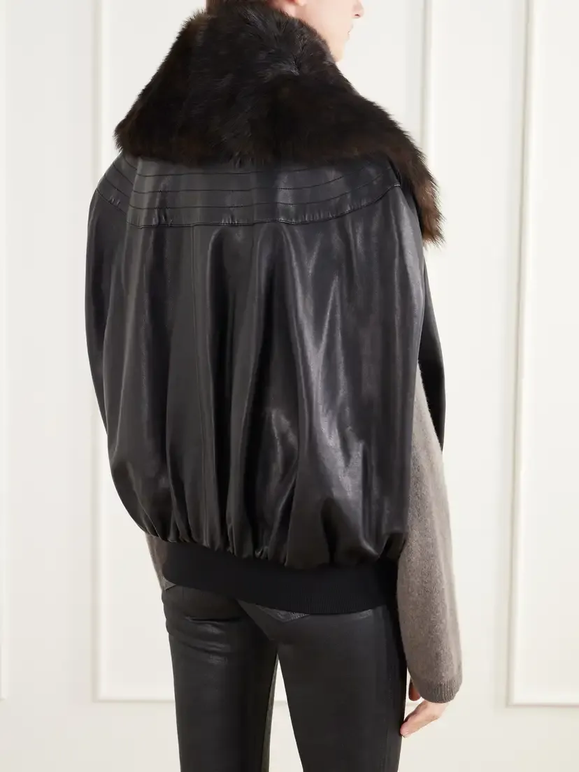 Rabanne Shearling-trimmed Leather Jacket | Thumbnail 4 Rabanne Shearling-trimmed Leather Jacket | Thumbnail 4