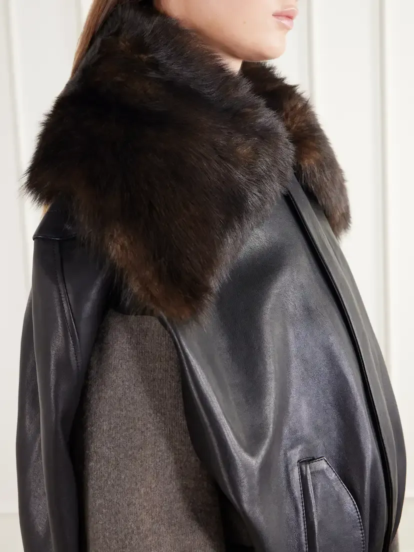 Rabanne Shearling-trimmed Leather Jacket | Thumbnail 5 Rabanne Shearling-trimmed Leather Jacket | Thumbnail 5