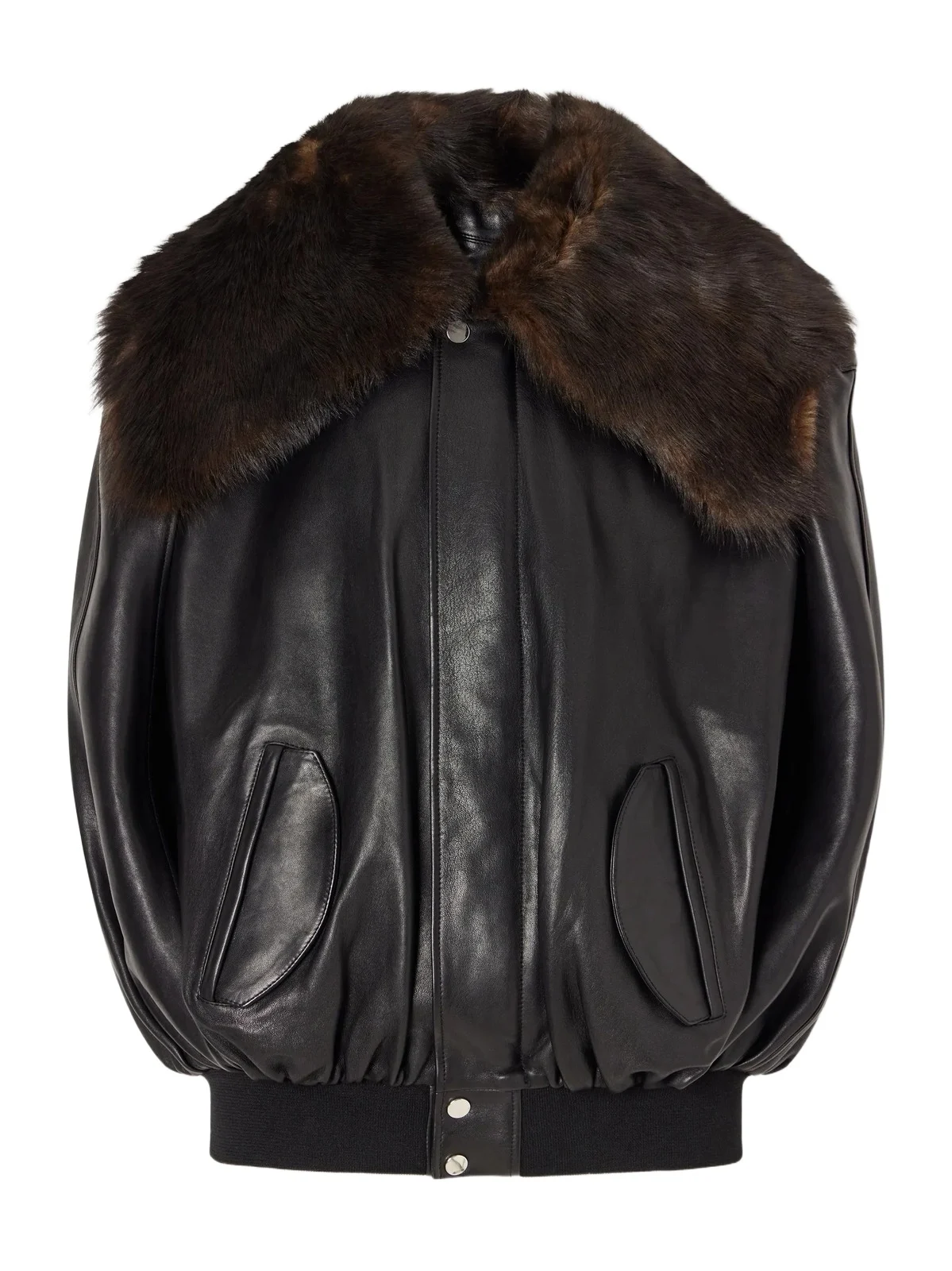 Rabanne Shearling-trimmed Leather Jacket