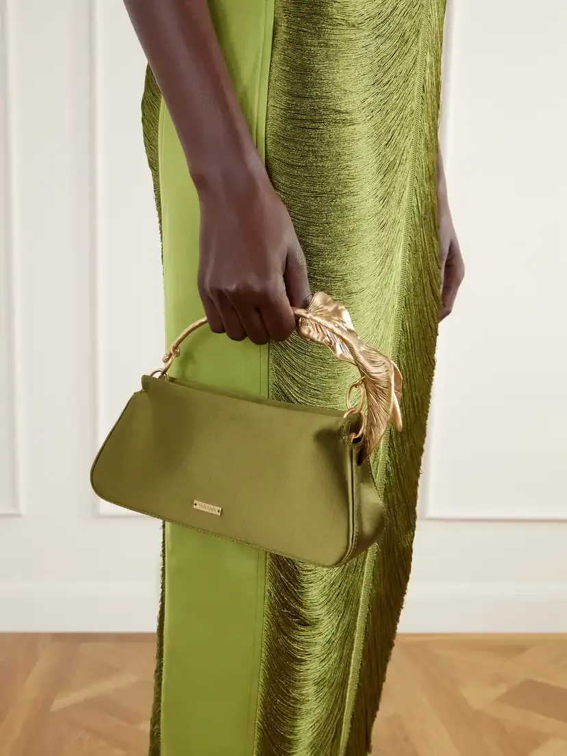 Cult Gaia Calla Gold-tone Floral-embellished Satin Top-handle Bag | Thumbnail 2 Cult Gaia Calla Gold-tone Floral-embellished Satin Top-handle Bag | Thumbnail 2
