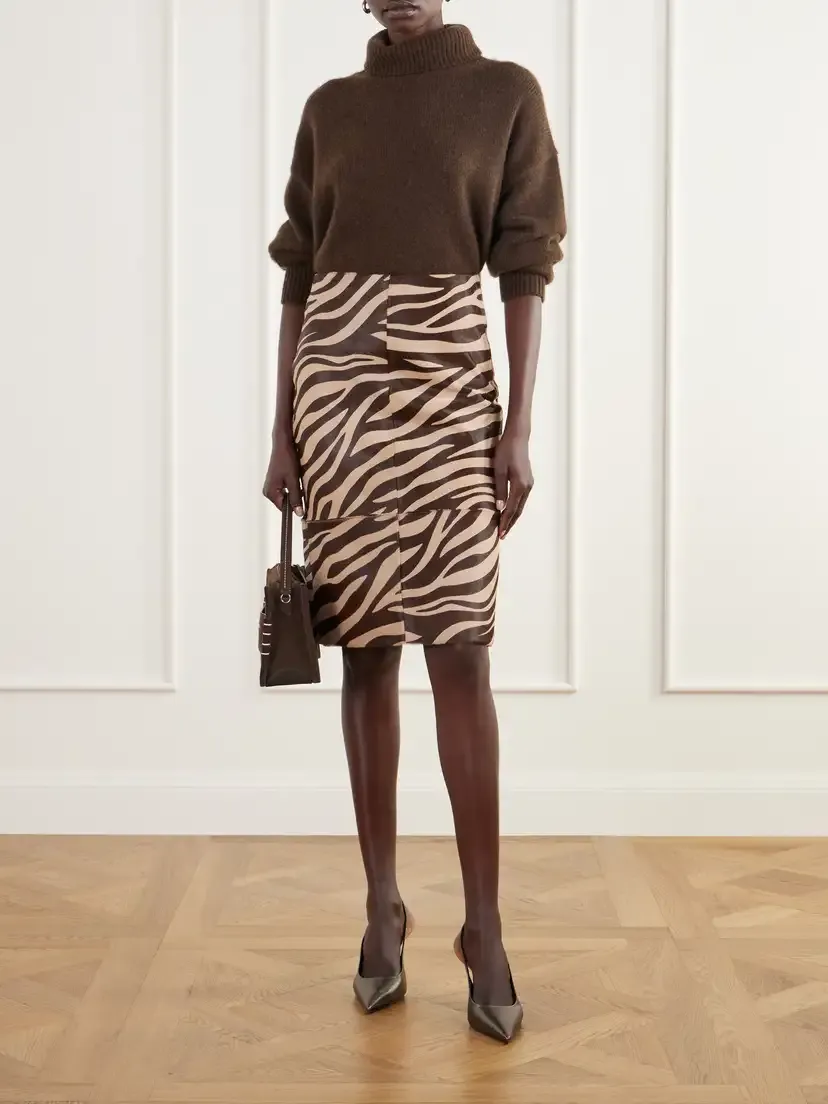 ARMA Nathaly Paneled Zebra-print Calf-hair Knee-length Skirt | Thumbnail 2