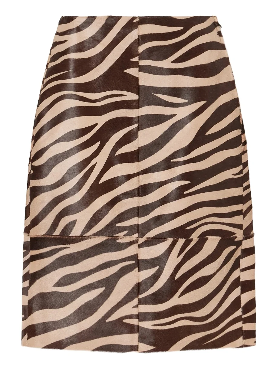 ARMA Nathaly Paneled Zebra-print Calf-hair Knee-length Skirt