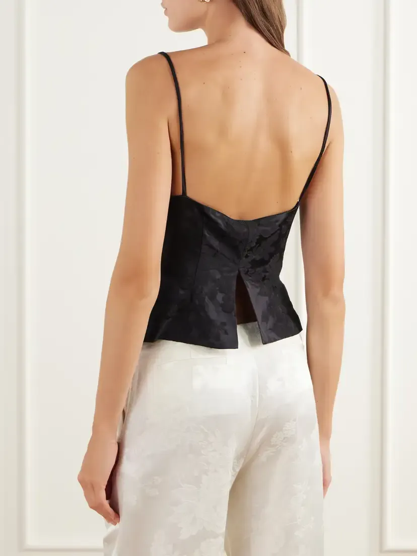 St. Agni Wool And Silk-blend Floral-jacquard Cloqué Cami | Thumbnail 3