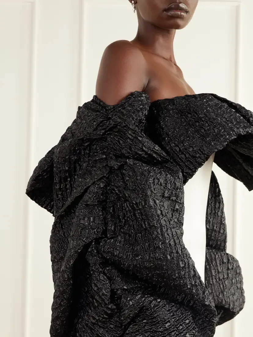 Dima Ayad Off-the-shoulder Cloqué-trimmed Satin Gown | Thumbnail 5 Dima Ayad Off-the-shoulder Cloqué-trimmed Satin Gown | Thumbnail 5