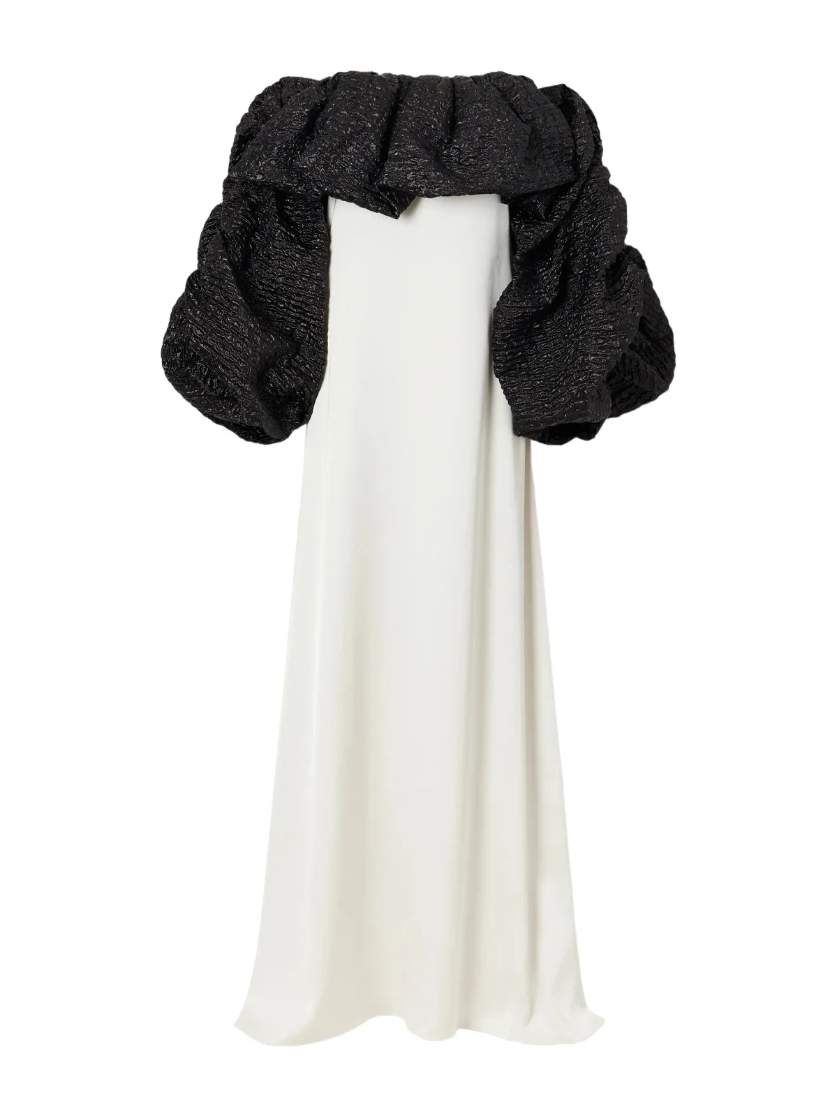 Off-the-shoulder Cloqué-trimmed Satin Gown Off-the-shoulder Cloqué-trimmed Satin Gown