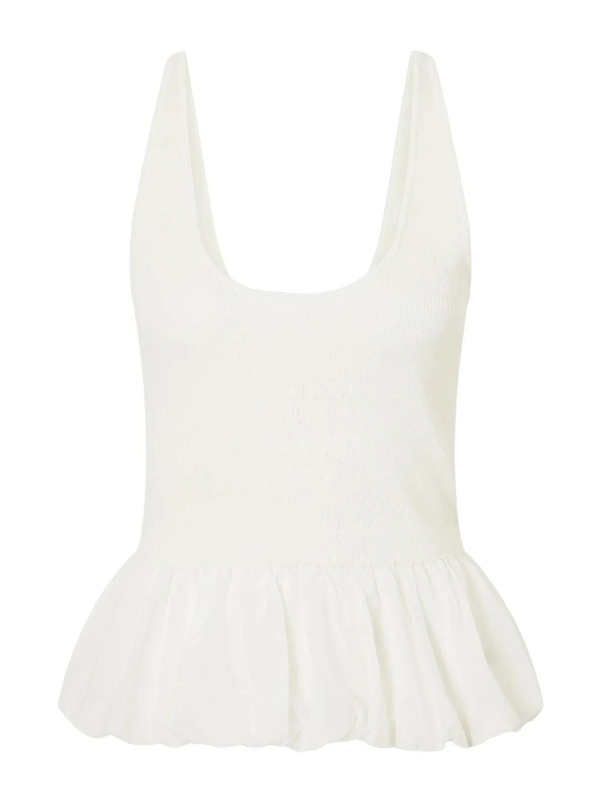 Balloon Ballet Gathered Chiffon-trimmed Ribbed Tank