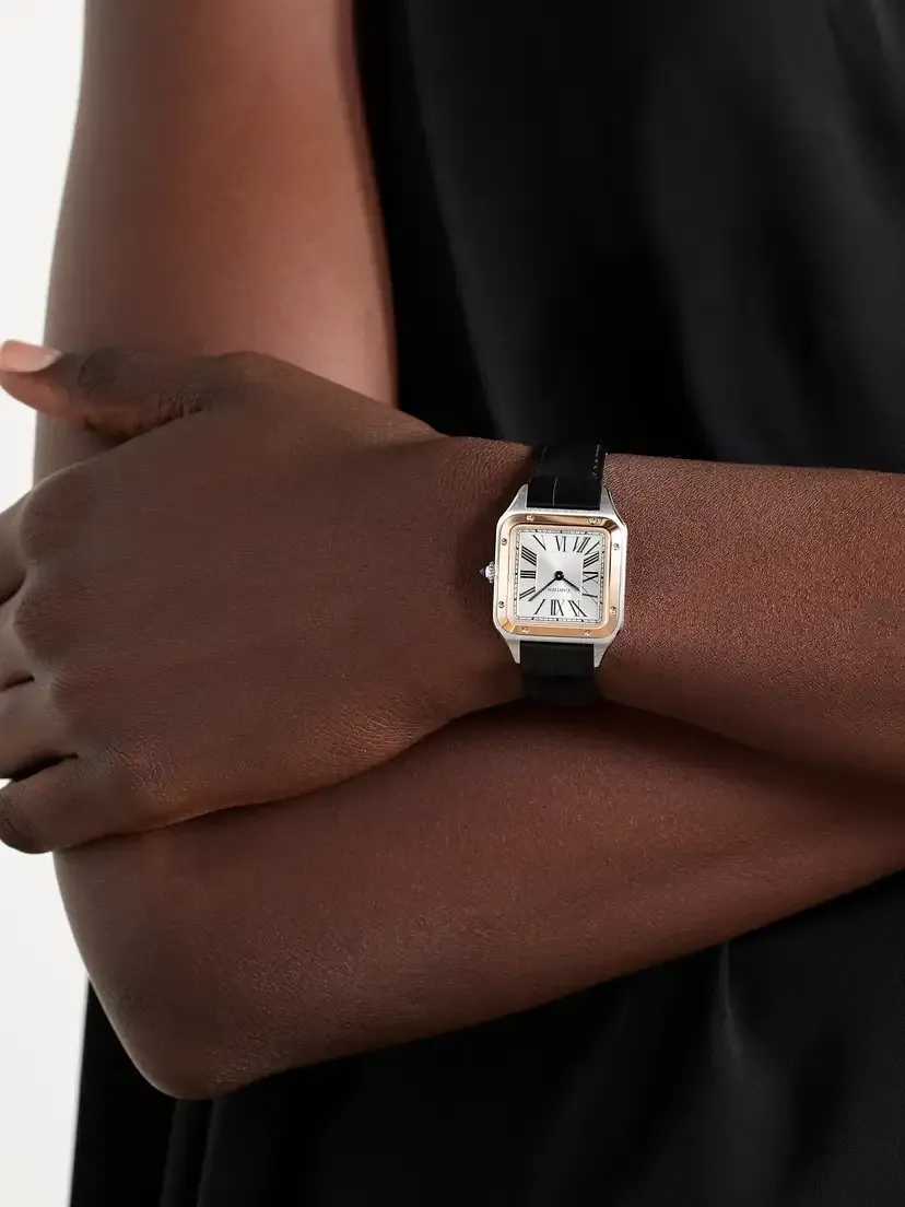 Cartier Santos-dumont Small 38mm 18-karat Rose Gold, Stainless Steel And Alligator Watch - Gray | Thumbnail 2 Cartier Santos-dumont Small 38mm 18-karat Rose Gold, Stainless Steel And Alligator Watch - Gray | Thumbnail 2