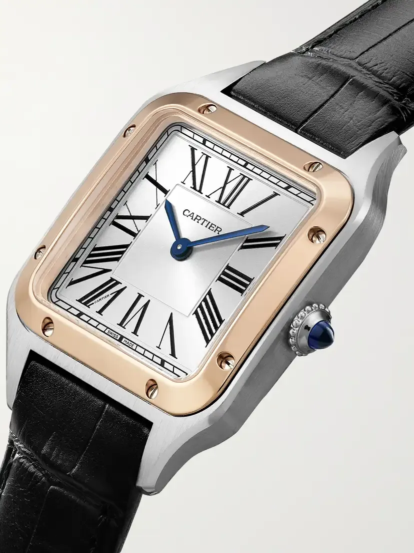 Cartier Santos-dumont Small 38mm 18-karat Rose Gold, Stainless Steel And Alligator Watch - Gray | Thumbnail 3 Cartier Santos-dumont Small 38mm 18-karat Rose Gold, Stainless Steel And Alligator Watch - Gray | Thumbnail 3