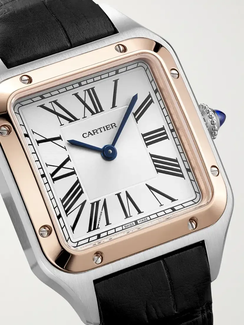 Cartier Santos-dumont Small 38mm 18-karat Rose Gold, Stainless Steel And Alligator Watch - Gray | Thumbnail 5 Cartier Santos-dumont Small 38mm 18-karat Rose Gold, Stainless Steel And Alligator Watch - Gray | Thumbnail 5