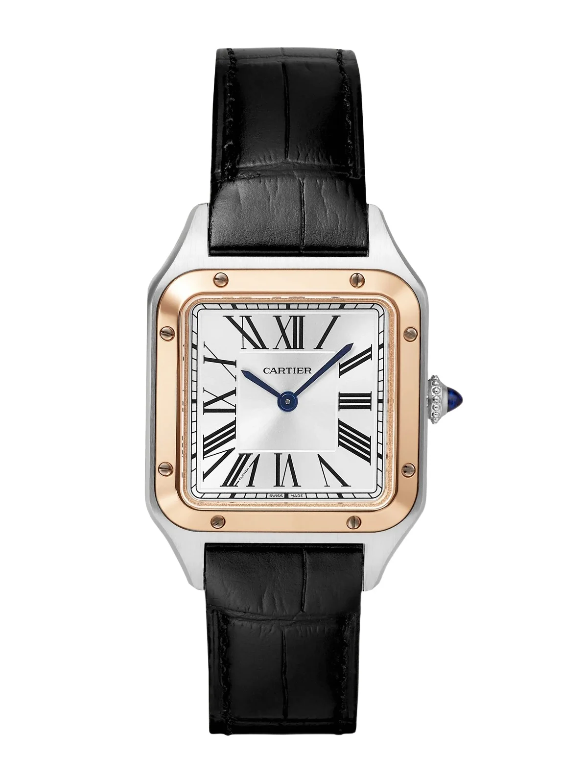 Cartier Santos-dumont Small 38mm 18-karat Rose Gold, Stainless Steel And Alligator Watch - Gray