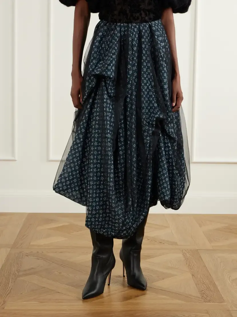 Pauline Dujancourt Eli Asymmetric Embroidered-chiffon Maxi Skirt | Thumbnail 3 Pauline Dujancourt Eli Asymmetric Embroidered-chiffon Maxi Skirt | Thumbnail 3