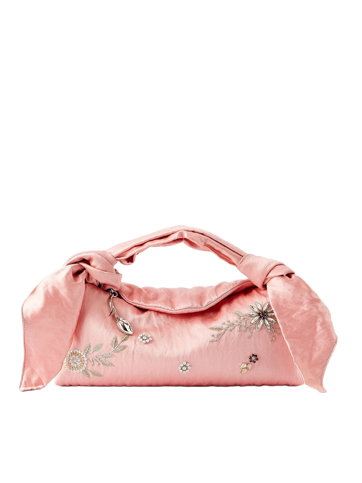 East West Bloom Crystal-embellished Embroidered Textured Satin Top-handle Bag East West Bloom Crystal-embellished Embroidered Textured Satin Top-handle Bag