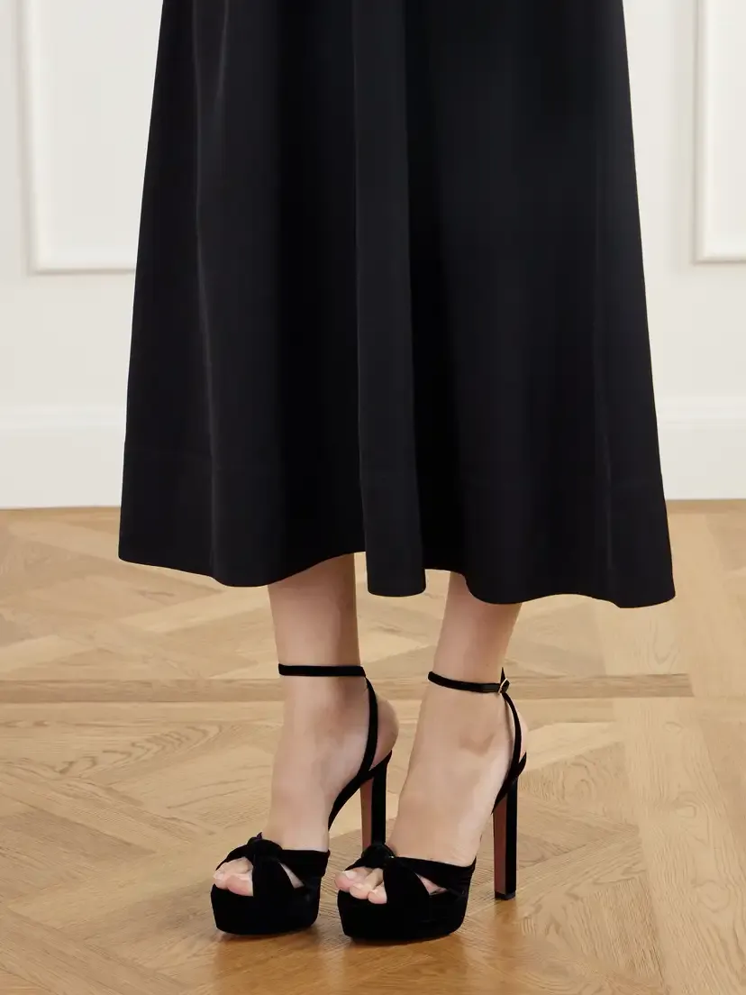 Aquazzura Cupid Plateau 130 Velvet Sandals | Thumbnail 2 Aquazzura Cupid Plateau 130 Velvet Sandals | Thumbnail 2