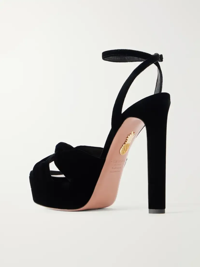 Aquazzura Cupid Plateau 130 Velvet Sandals | Thumbnail 3 Aquazzura Cupid Plateau 130 Velvet Sandals | Thumbnail 3