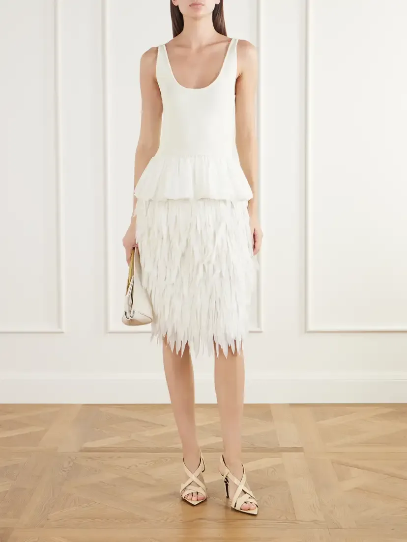 St. Agni Rib-trimmed Fringed Chiffon Midi Skirt | Thumbnail 2 St. Agni Rib-trimmed Fringed Chiffon Midi Skirt | Thumbnail 2