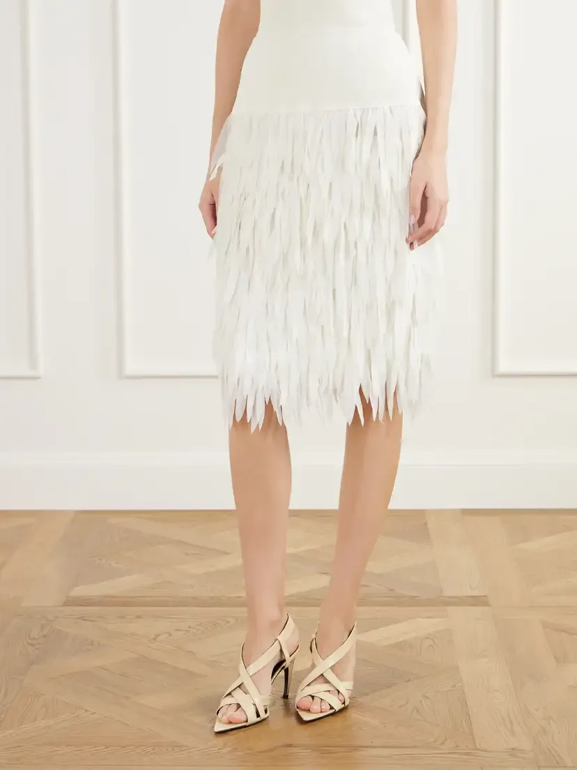 St. Agni Rib-trimmed Fringed Chiffon Midi Skirt | Thumbnail 3 St. Agni Rib-trimmed Fringed Chiffon Midi Skirt | Thumbnail 3