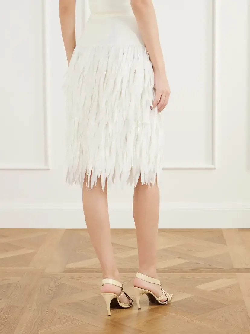 St. Agni Rib-trimmed Fringed Chiffon Midi Skirt | Thumbnail 4 St. Agni Rib-trimmed Fringed Chiffon Midi Skirt | Thumbnail 4