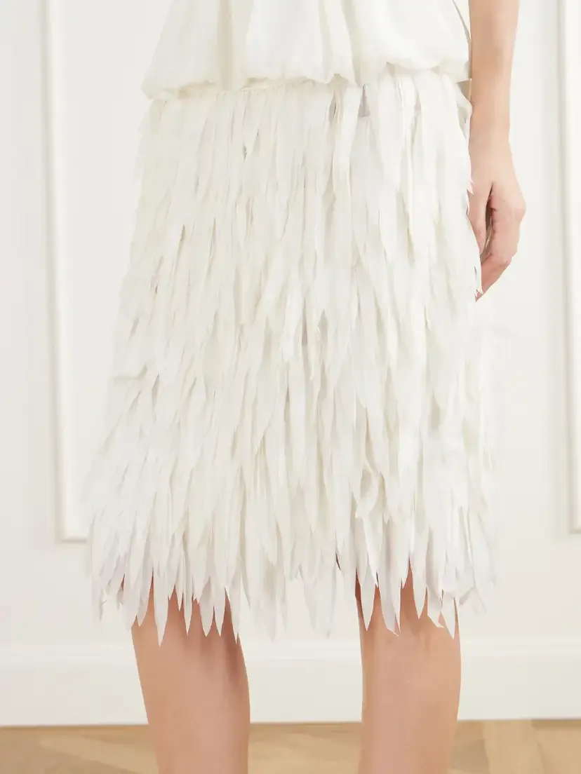St. Agni Rib-trimmed Fringed Chiffon Midi Skirt | Thumbnail 5 St. Agni Rib-trimmed Fringed Chiffon Midi Skirt | Thumbnail 5