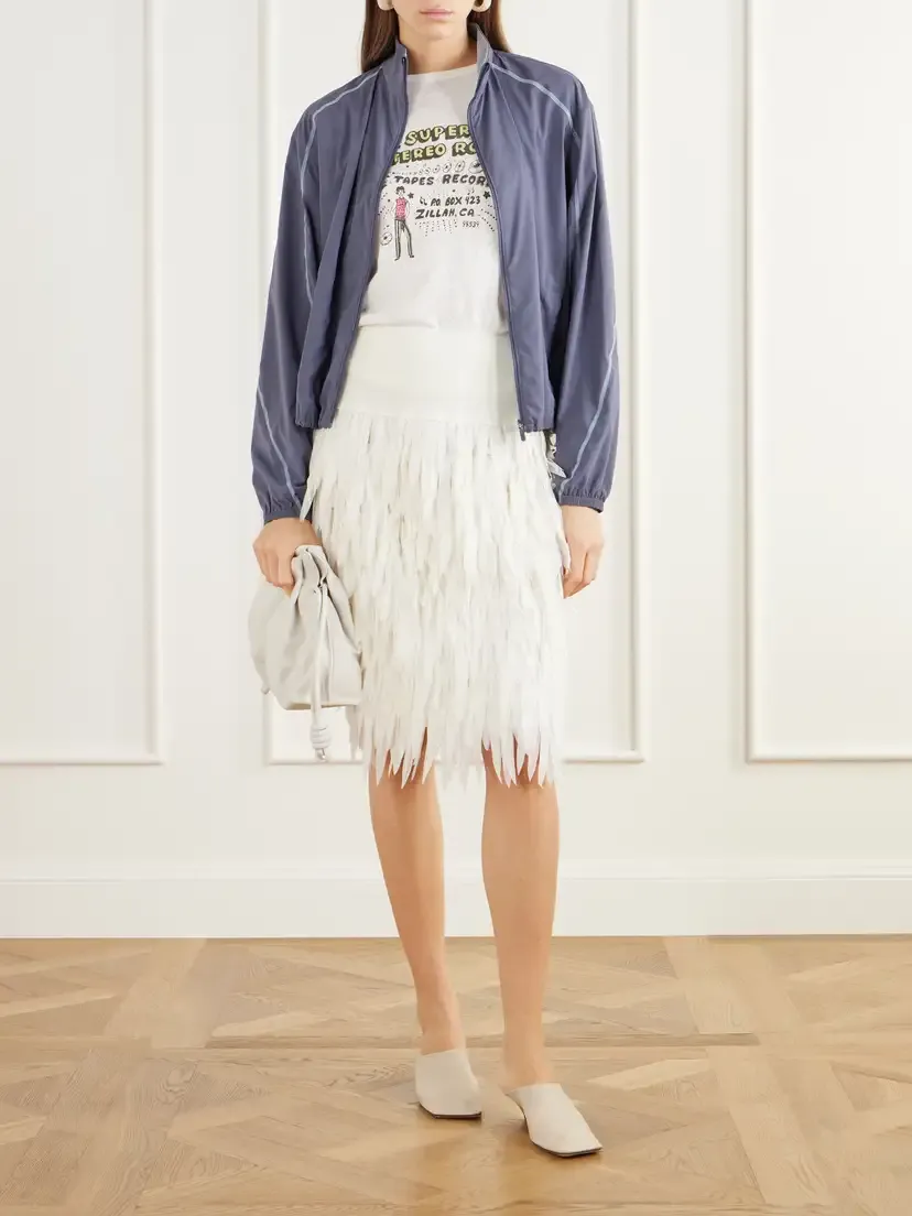 St. Agni Rib-trimmed Fringed Chiffon Midi Skirt | Thumbnail 6 St. Agni Rib-trimmed Fringed Chiffon Midi Skirt | Thumbnail 6