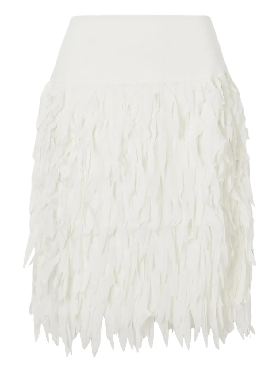 Rib-trimmed Fringed Chiffon Midi Skirt Rib-trimmed Fringed Chiffon Midi Skirt