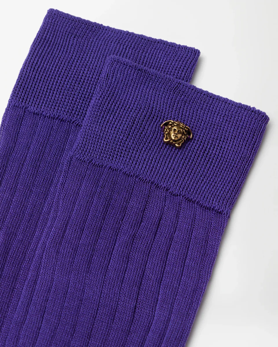 Versace Silk & Cotton Ribbed Socks | Thumbnail 2