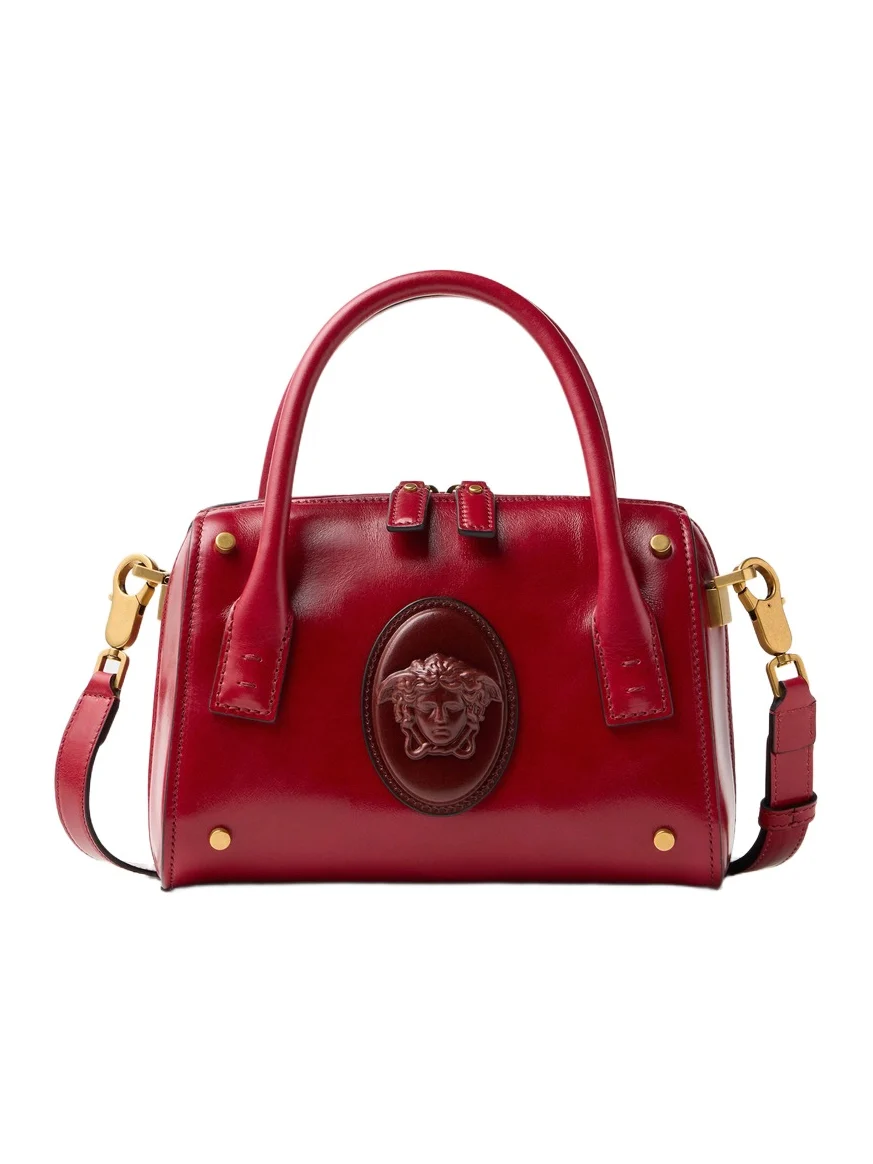 Versace Roomy Small Leather Boston Bag