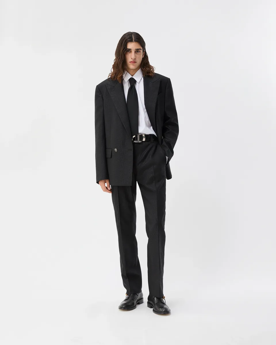 Versace Jacquard Lurex Wool Formal Pants | Thumbnail 2