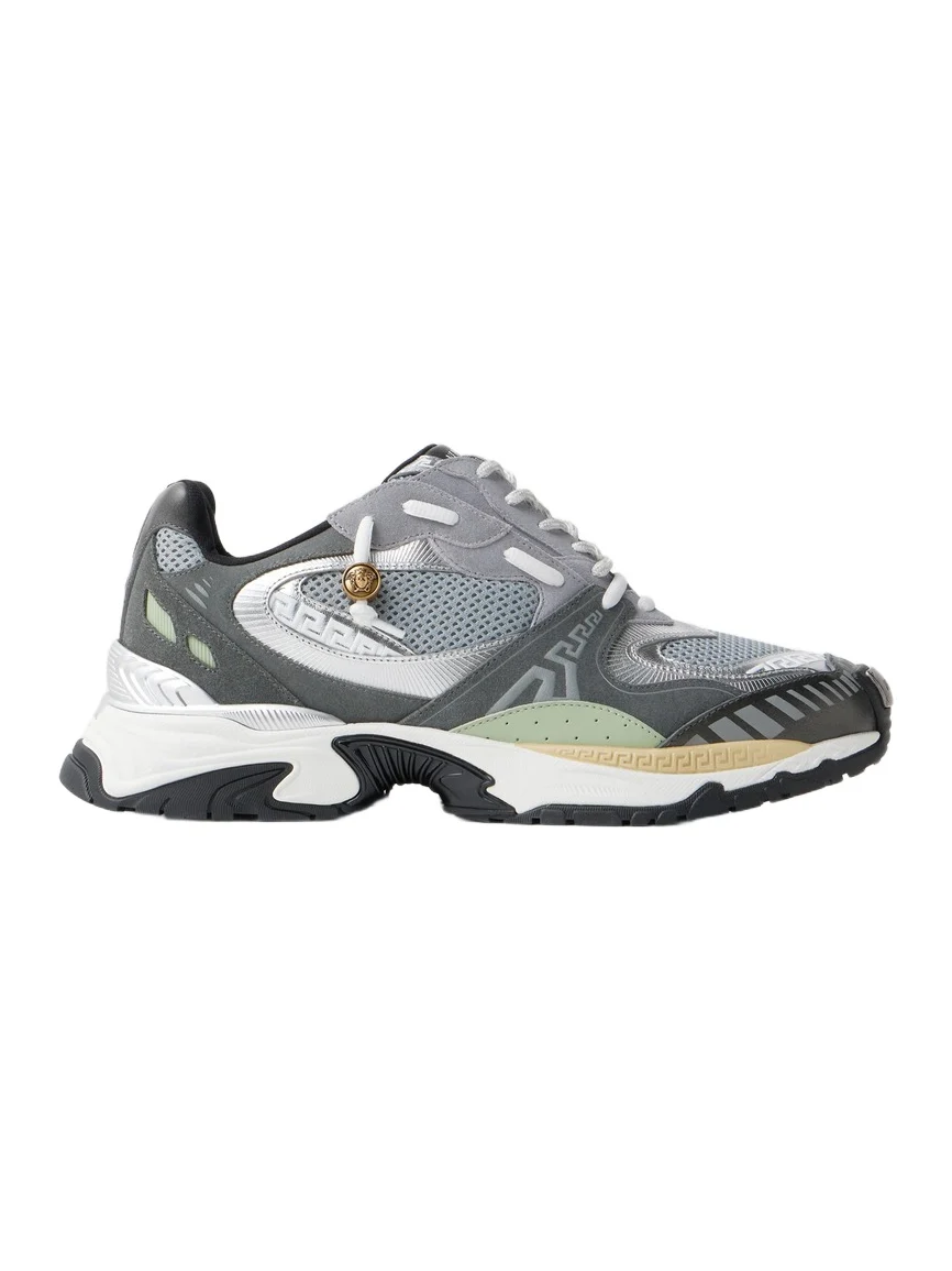 Versace Icaro Suede, Mesh & Leather Sneakers