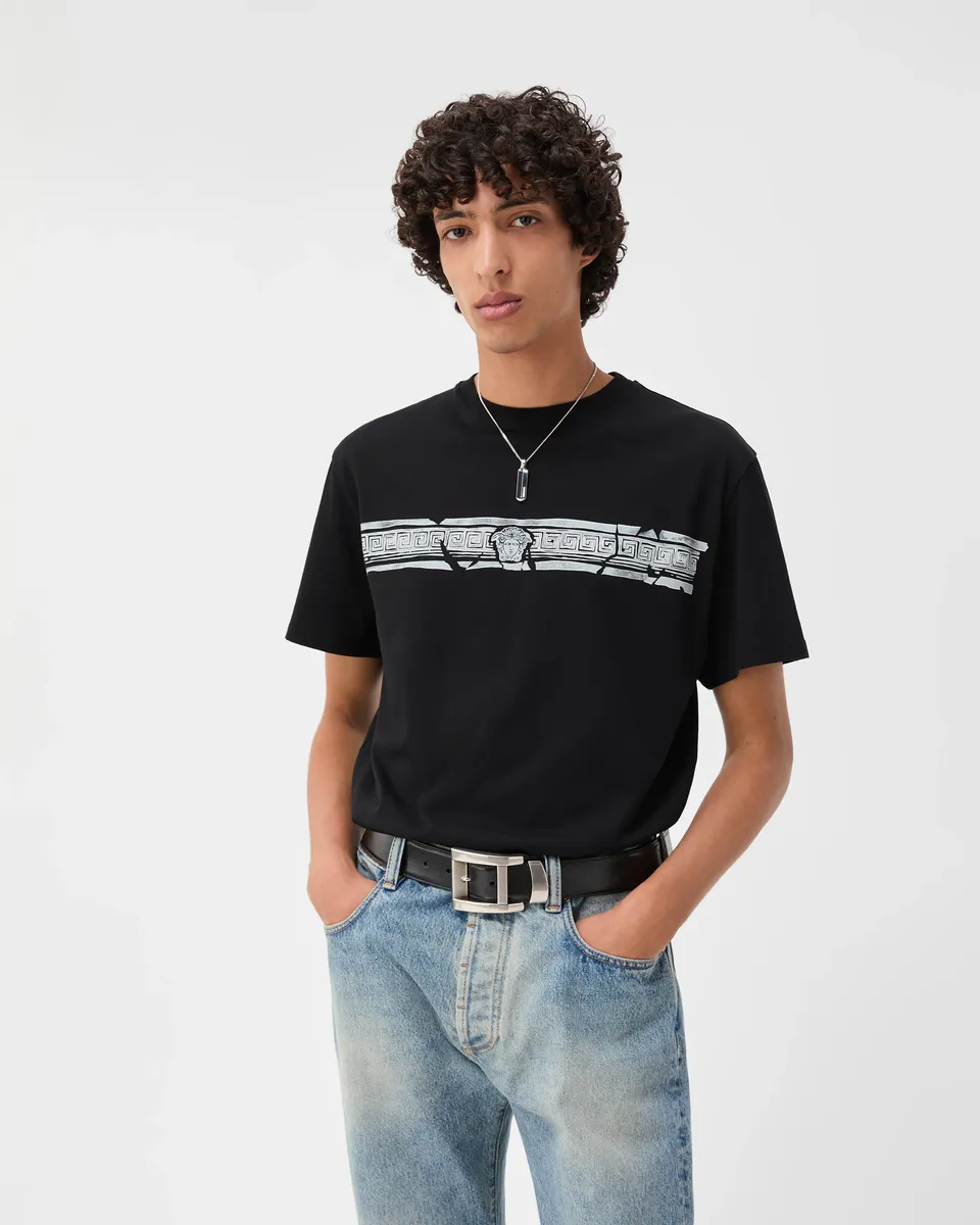 Versace Printed Cotton-Jersey Regular T-Shirt | Thumbnail 2