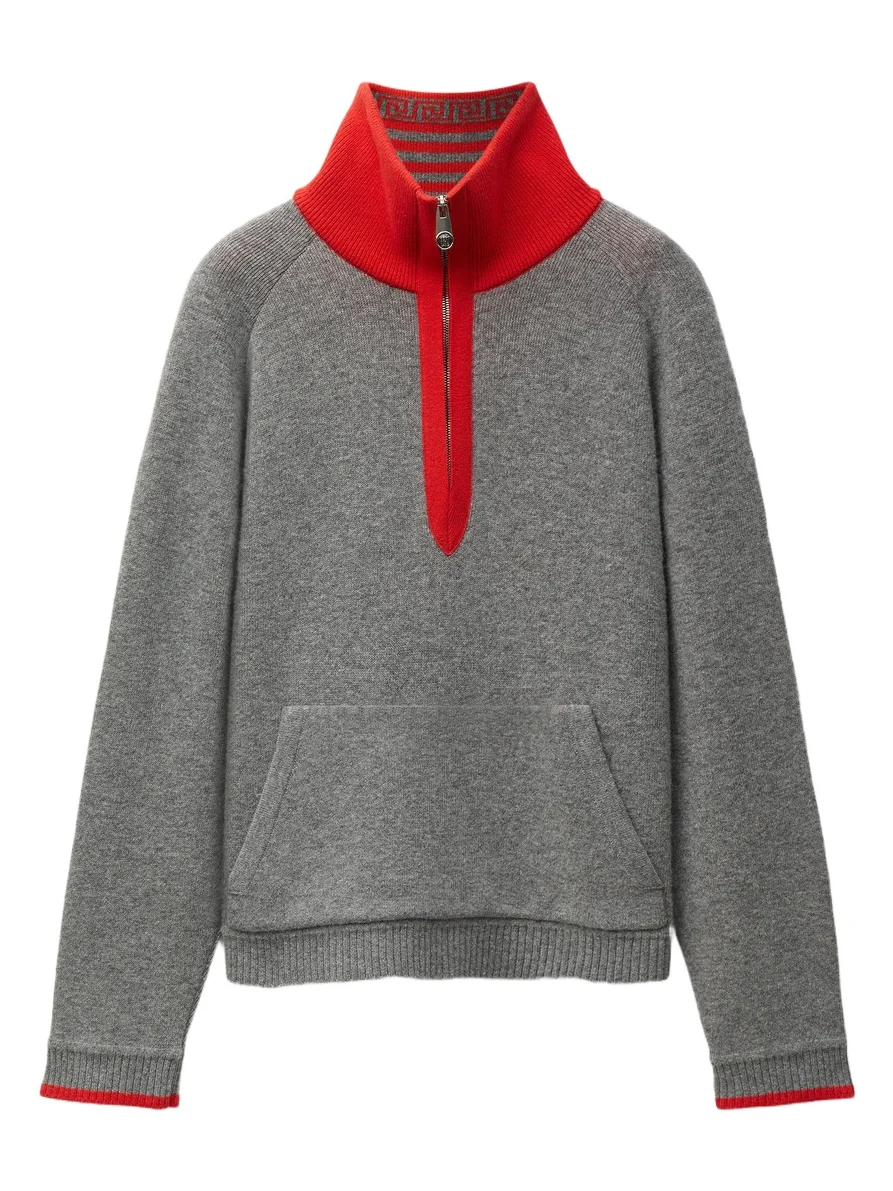 Versace Wool-Blend Knit Half-Zip Sweater