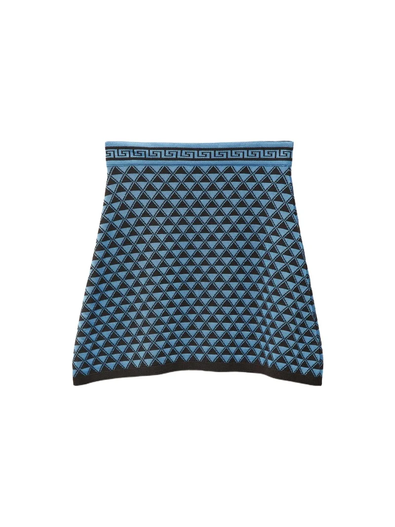 Jacquard Wool & Viscose Knit Mini Skirt