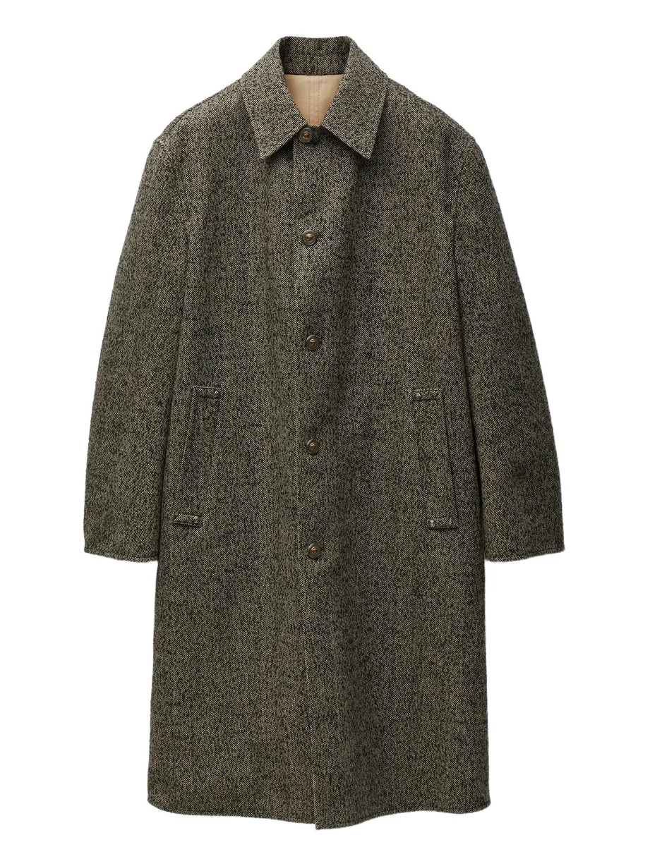 Versace Reversible Herringbone Wool & Gabardine Coat