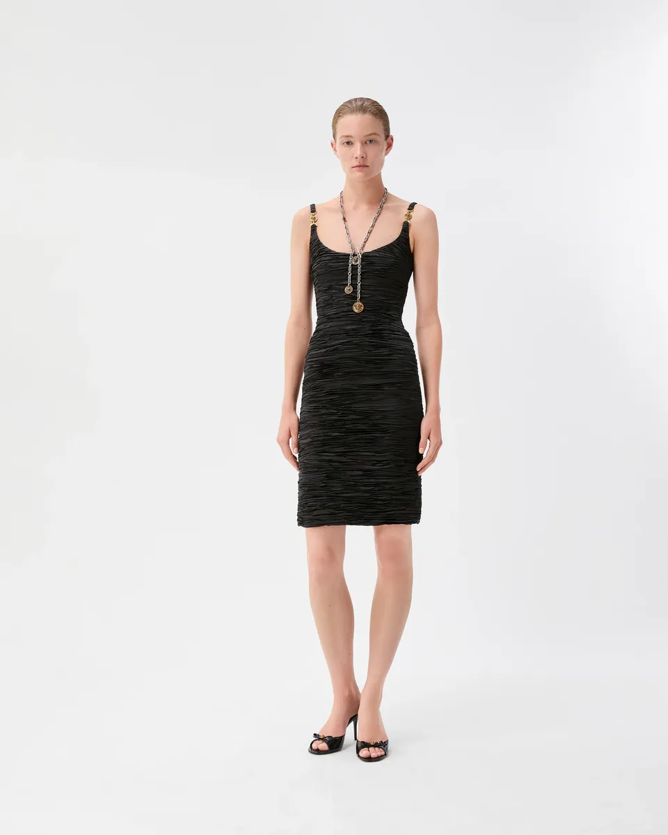 Versace Silk Satin Draped Mini Dress | Thumbnail 2