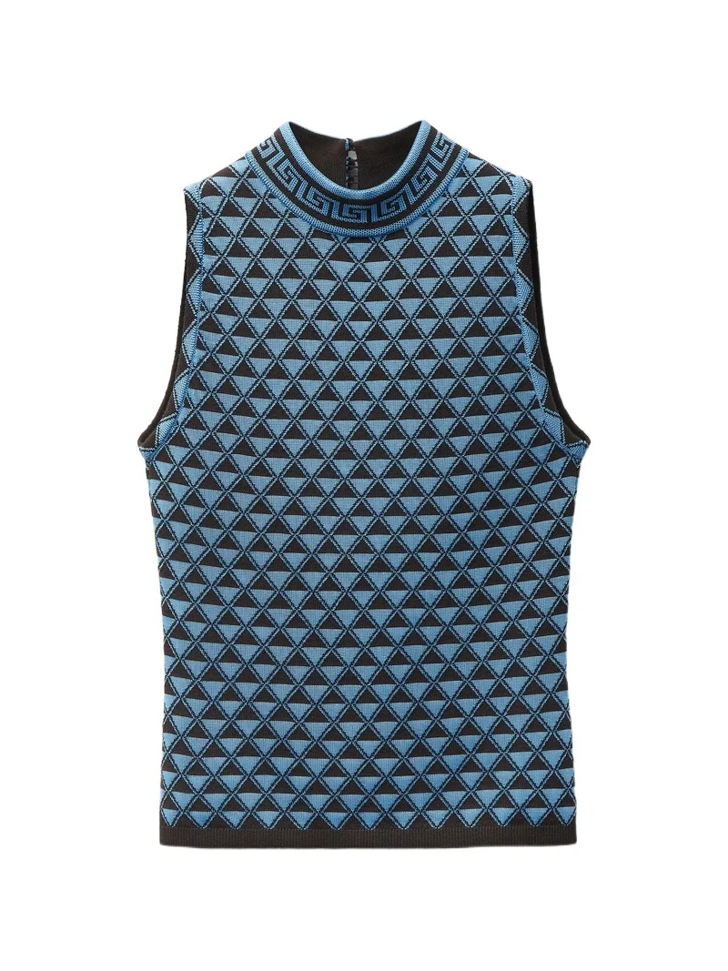 Versace Jacquard Wool & Viscose Knit Top