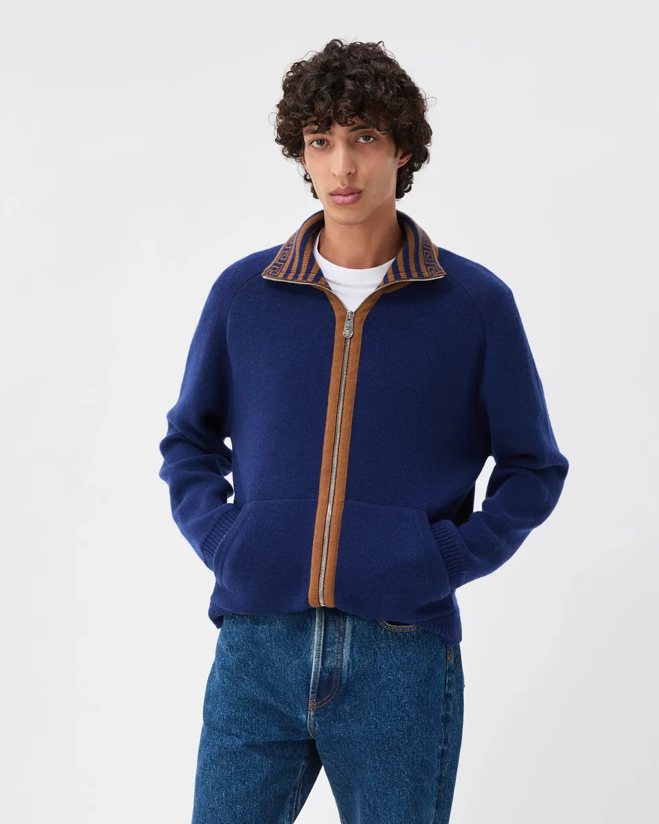 Versace Jacquard Wool Blend Knit Zip Cardigan | Thumbnail 2 Versace Jacquard Wool Blend Knit Zip Cardigan | Thumbnail 2