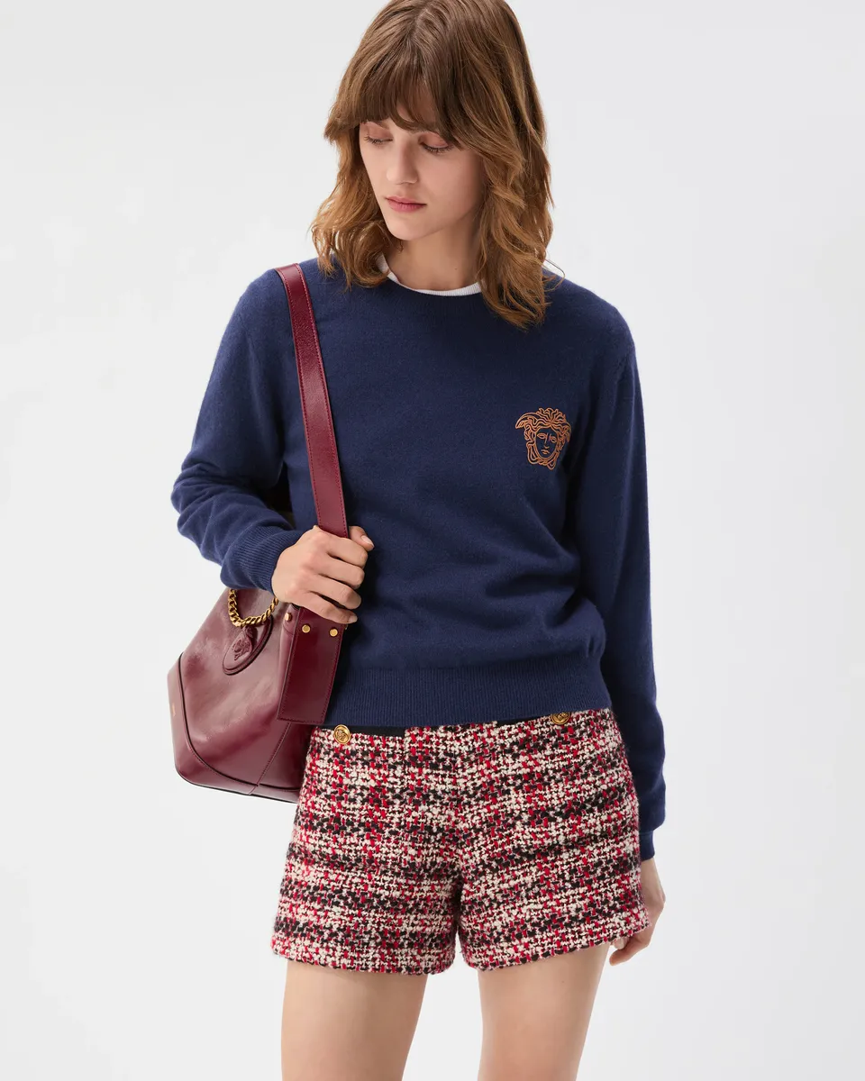 Versace Embroidered Cashmere Knit Crewneck Sweater | Thumbnail 2