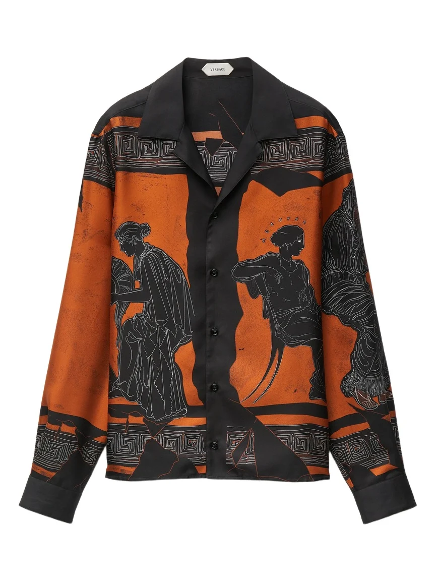Versace Printed Silk Twill Regular Shirt