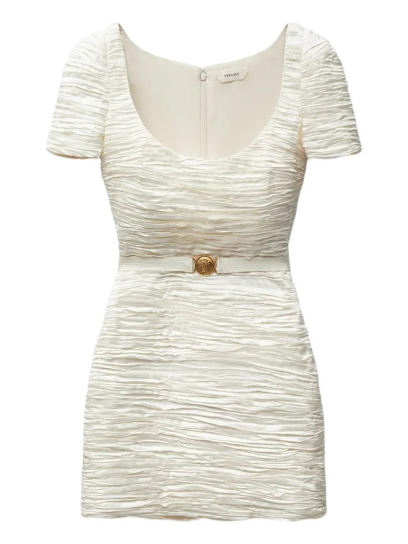 Versace Silk Satin Draped Mini Dress