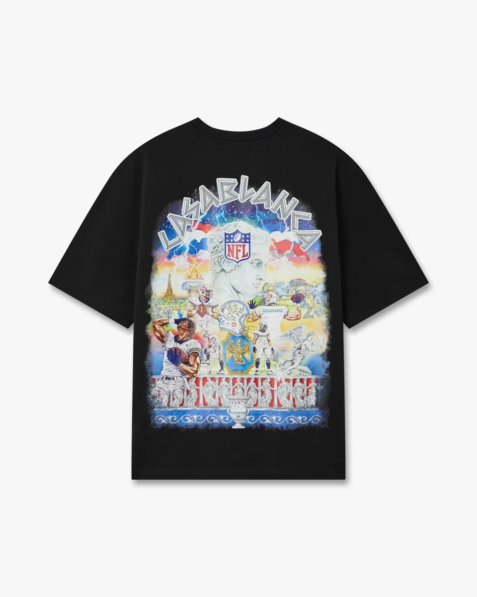 Casablanca Black NFL Paris Game Boxy Short Sleeve T-Shirt | Thumbnail 2 Casablanca Black NFL Paris Game Boxy Short Sleeve T-Shirt | Thumbnail 2