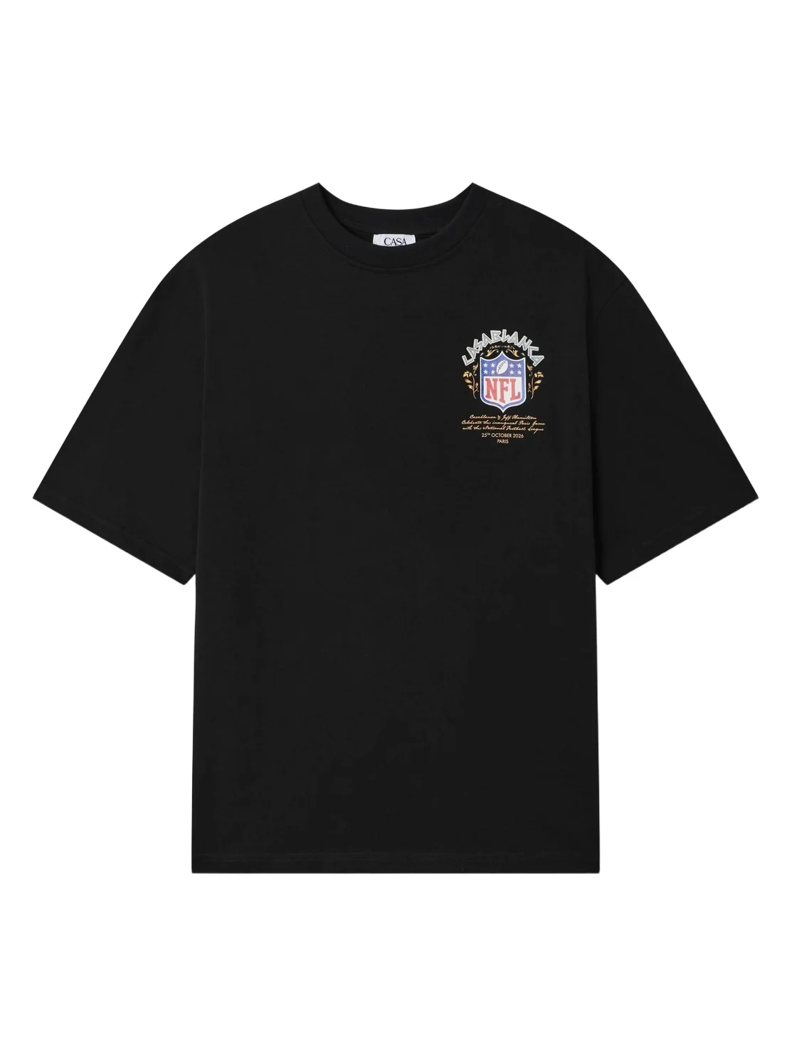 Casablanca Black NFL Paris Game Boxy Short Sleeve T-Shirt