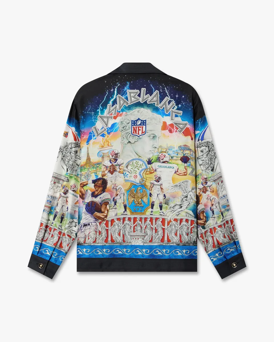Casablanca NFL Paris Game Long Sleeve Silk Twill Shirt | Thumbnail 2