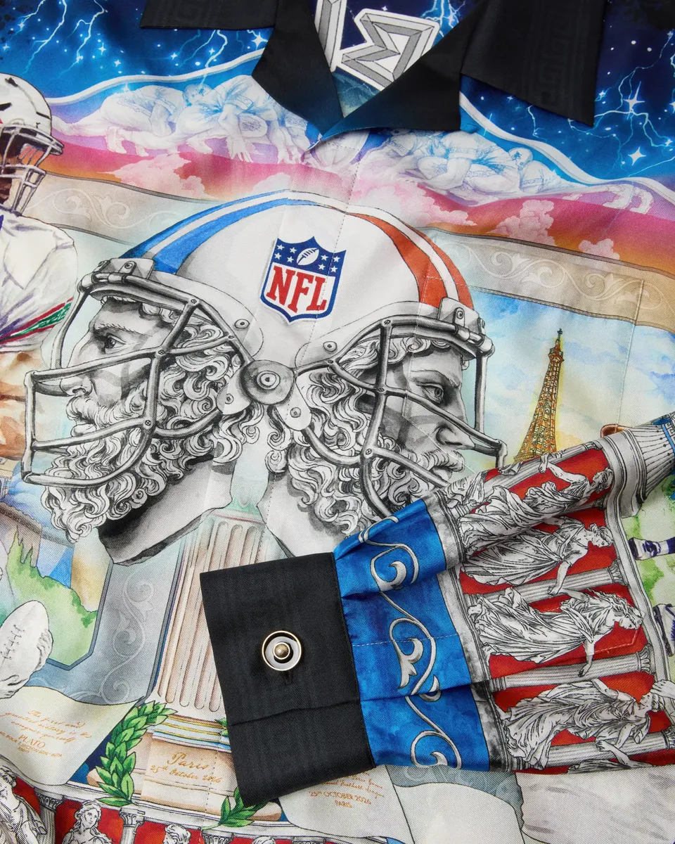 Casablanca NFL Paris Game Long Sleeve Silk Twill Shirt | Thumbnail 3