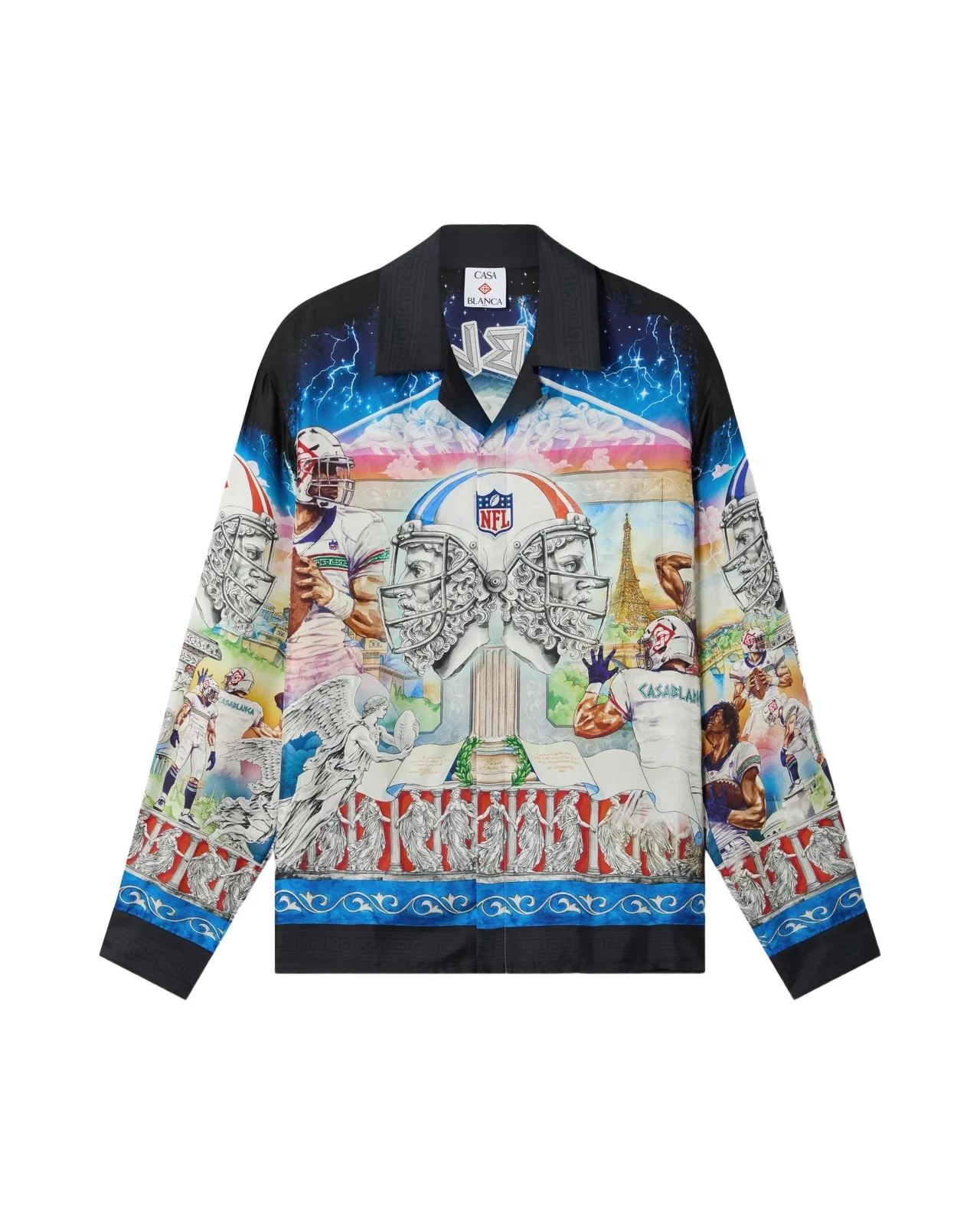 Casablanca NFL Paris Game Long Sleeve Silk Twill Shirt