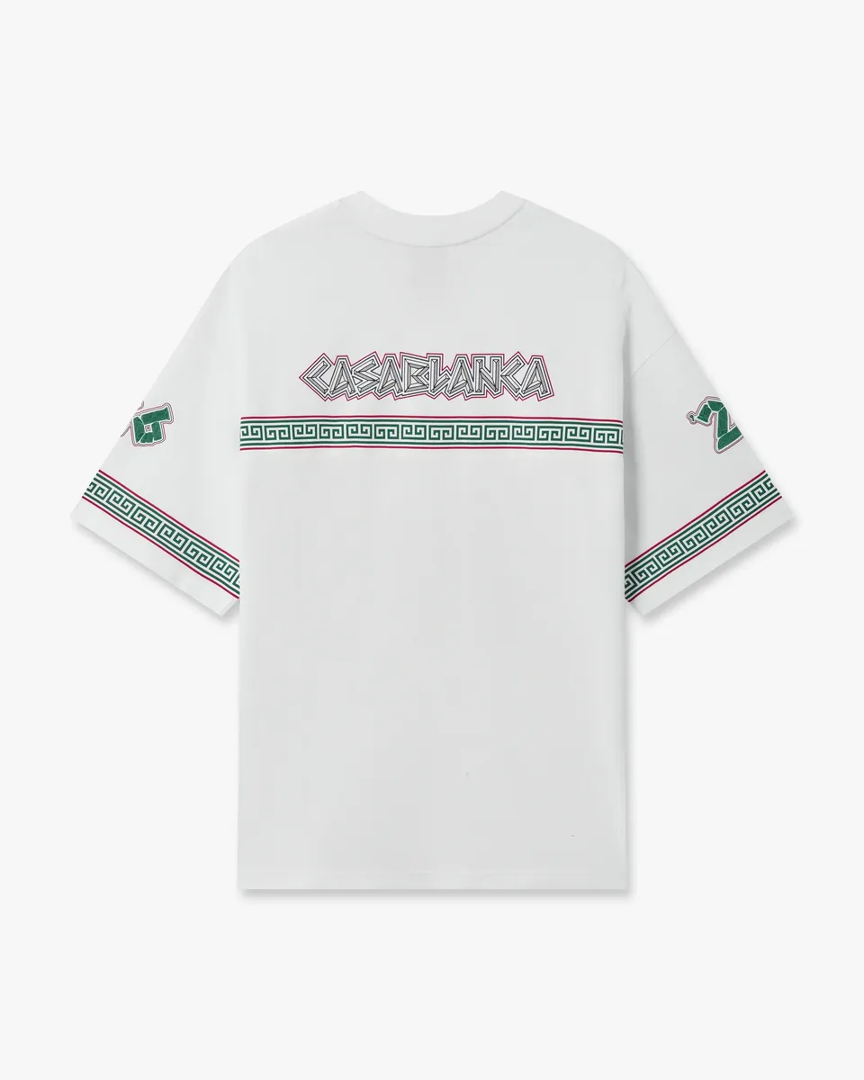 Casablanca White NFL Paris Game Short Sleeve Pique T-Shirt | Thumbnail 2
