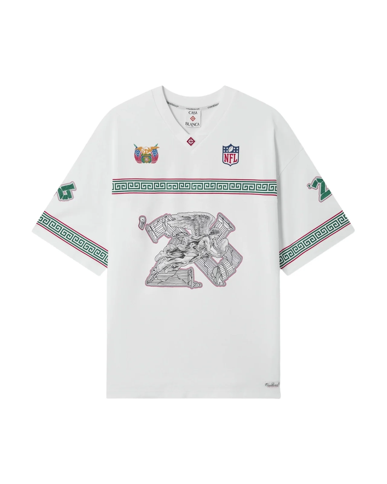 Casablanca White NFL Paris Game Short Sleeve Pique T-Shirt