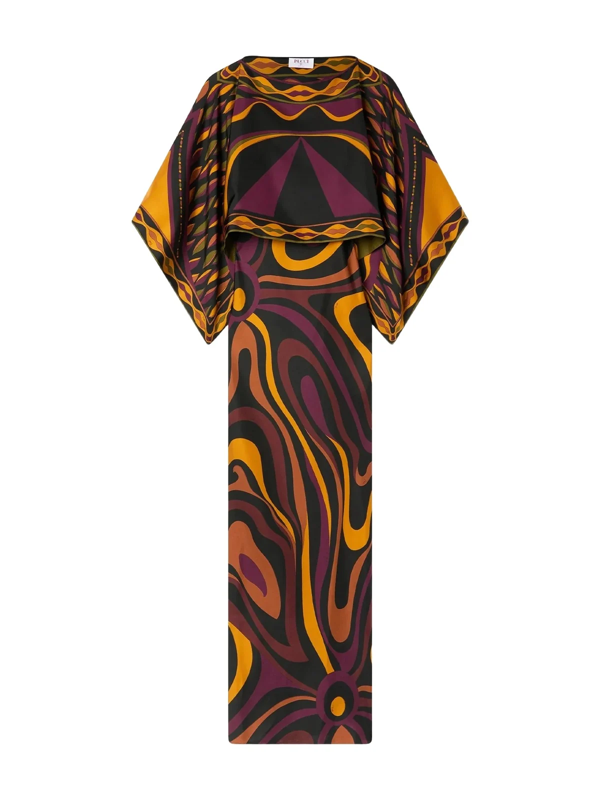 Marmo Print Silk Maxi Dress with Cape Marmo Print Silk Maxi Dress with Cape
