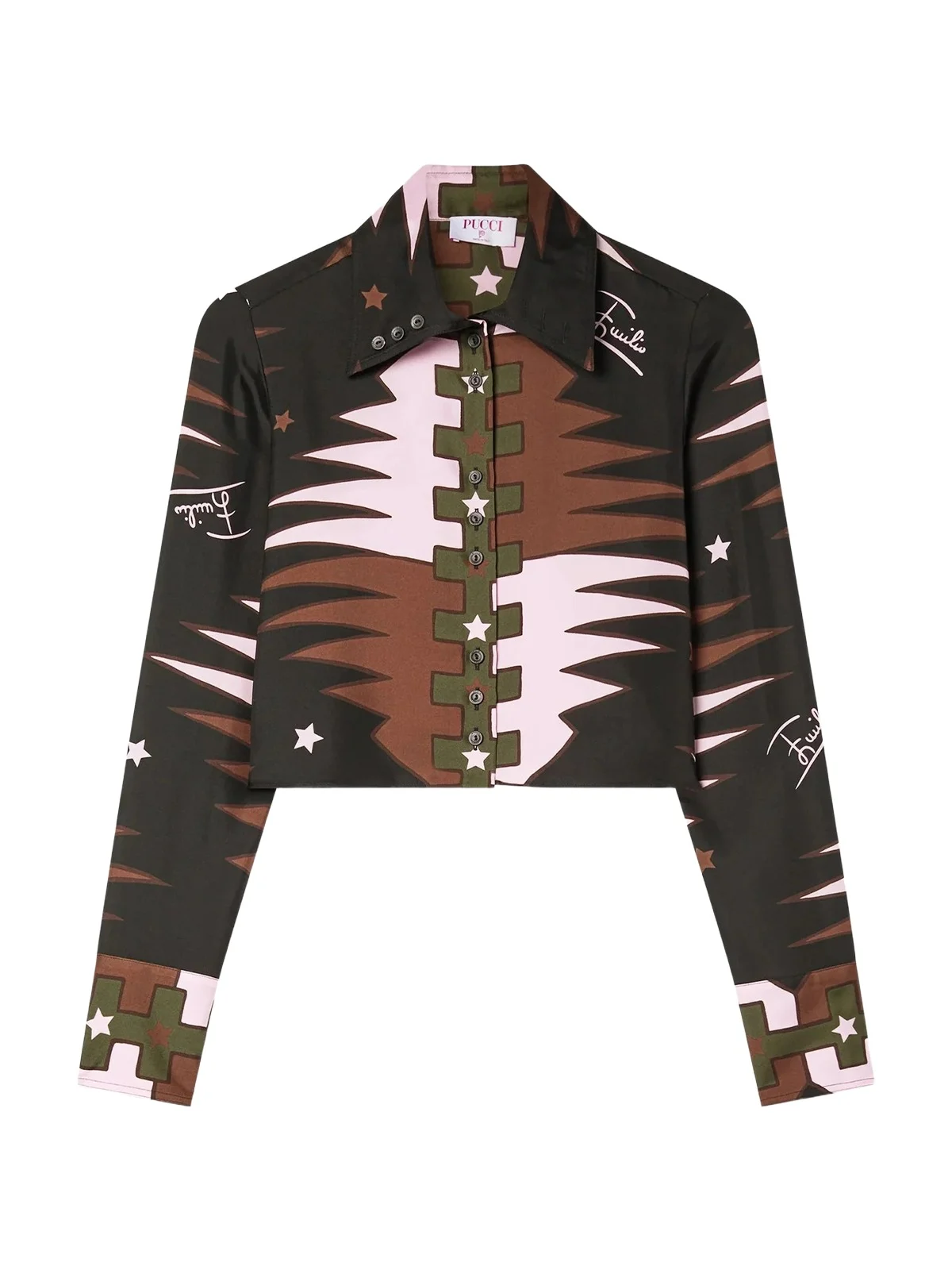 Valdimontone Print Silk Cropped Shirt Valdimontone Print Silk Cropped Shirt