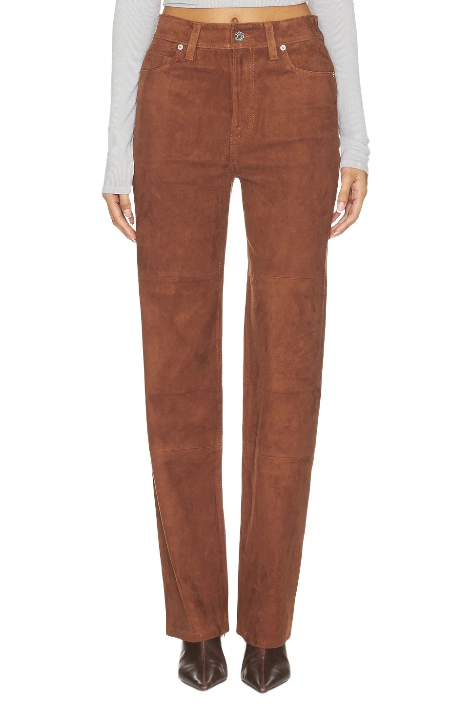 GOOD AMERICAN Suede Good True Straight Jeans