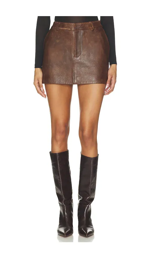 SEROYA Torrance Leather Mini Skirt | Thumbnail 2 SEROYA Torrance Leather Mini Skirt | Thumbnail 2