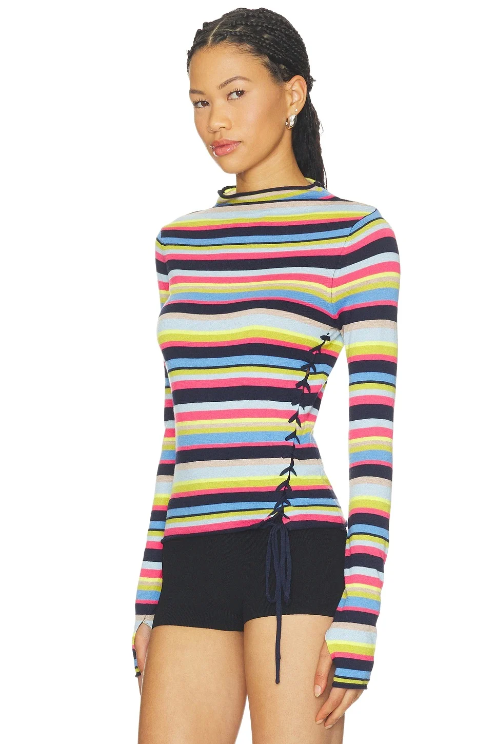 Frankies Bikinis Adele Knit Mock Neck Blouse